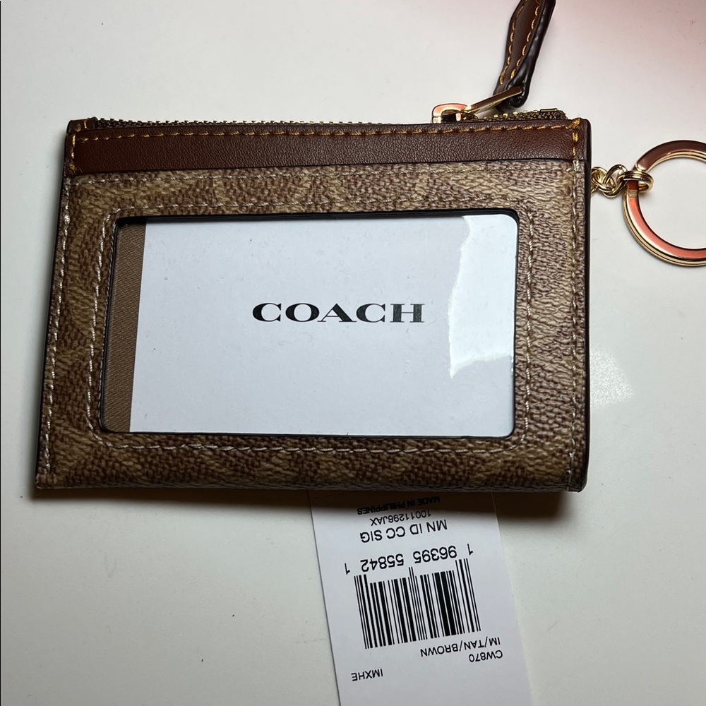 Coach Signature Brown and Tan Card Wallet - Picture 4 of 4
